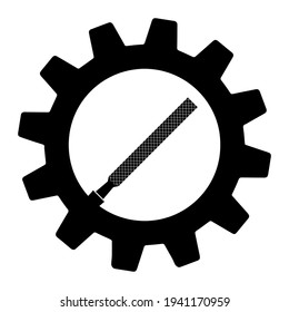 File tool in gear icon simple illustration on white background