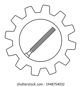 File tool in gear icon simple illustration on white background