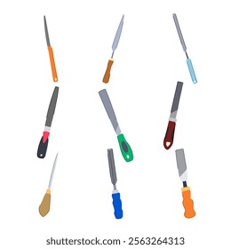 file tool set cartoon. convert backup, share encrypt, decrypt search file tool sign. isolated symbol vector illustration