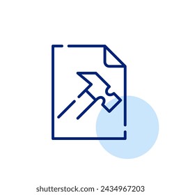 Datei-Toolbox. Feile und Hammer. Pixel perfektes, bearbeitbares Strichsymbol