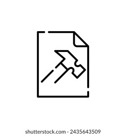 File toolbox. File and hammer. Pixel perfect vector icon