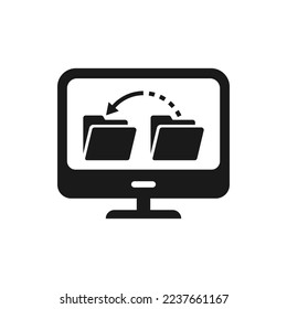 File transfer in computer. Move to folder flat icon isolated on white background. Vector illustration