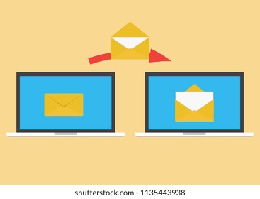 File transfer concept. Folders with documents. Vector illustration