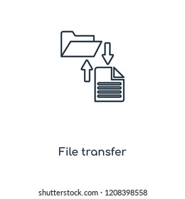 File transfer concept line icon. Linear File transfer concept outline symbol design. This simple element illustration can be used for web and mobile UI/UX.