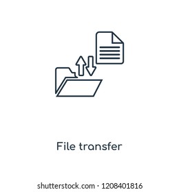 File transfer concept line icon. Linear File transfer concept outline symbol design. This simple element illustration can be used for web and mobile UI/UX.