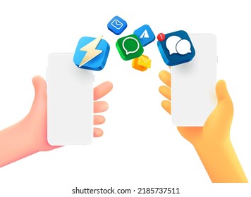 File transfer concept. Minimal style 3d vector illustration 