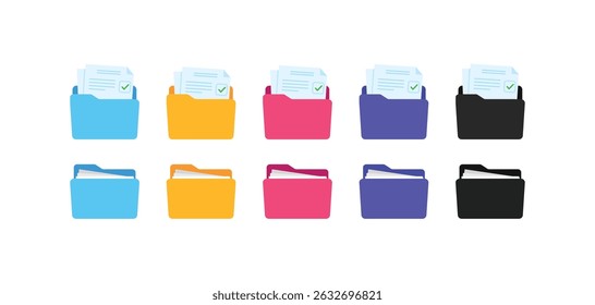 File transfer of document in folder, cloud storage, file transfer encrypted form, connection docs information migration. Access to remote file documents and folder. Document icon vector Illustration.