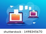 File Transfer. Files transferred Encrypted Form. Program for Remote Connection between two Computers. Full access to Remote Files and Folders.  Flat style. Vector illustration