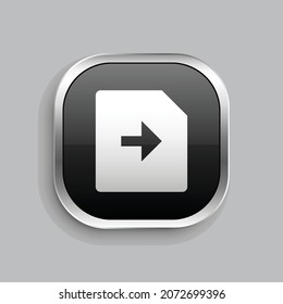file transfer fill icon design. Glossy Button style rounded rectangle isolated on gray background. Vector illustration