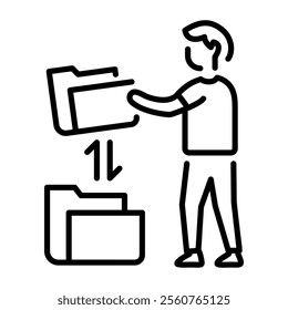 File transfer icon in linear style 