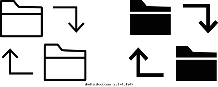 File transfer icon sheet, simple trendy flat style line and solid Isolated vector illustration on white background. For apps, logo, websites, symbol , UI, UX, graphic and web design. EPS 10.