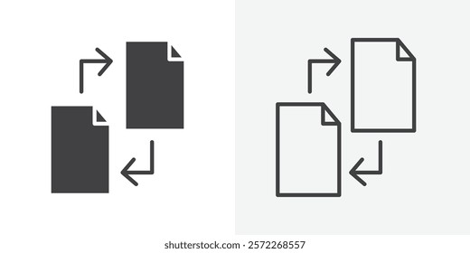 File transfer icons. flat and line style set