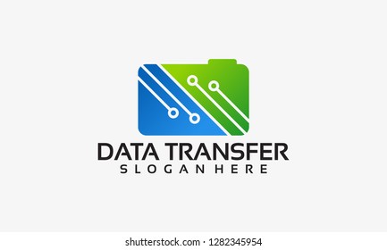 File Transfer logo template, Data Transfer logo vector illustration