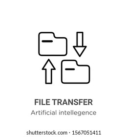 File transfer outline vector icon. Thin line black file transfer icon, flat vector simple element illustration from editable artificial intelligence concept isolated on white background
