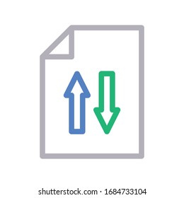 file transfer vector color line icon 
