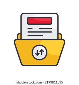Vector de transferencia de archivos Icono de contorno relleno Icono de diseño en fondo blanco. Archivo EPS 10 