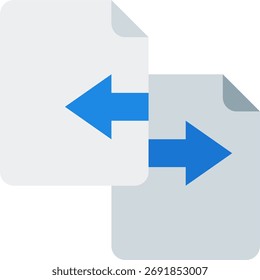 Ilustración vectorial de transferencia de archivos, intercambio en línea y concepto de intercambio de datos digitales, diseño de comunicación en la nube. Icono plano