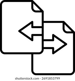 Ilustración vectorial de transferencia de archivos, intercambio en línea y concepto de intercambio de datos digitales, diseño de comunicación en la nube. Icono de línea