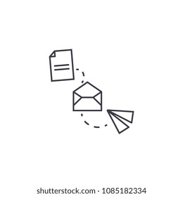 file transfer vector line icon, sign, illustration on background, editable strokes