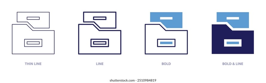 File transmission icon in 4 different styles. Thin Line, Line, Bold, and Bold Line. Duotone style. Editable stroke.