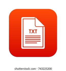 File TXT icon digital red for any design isolated on white vector illustration