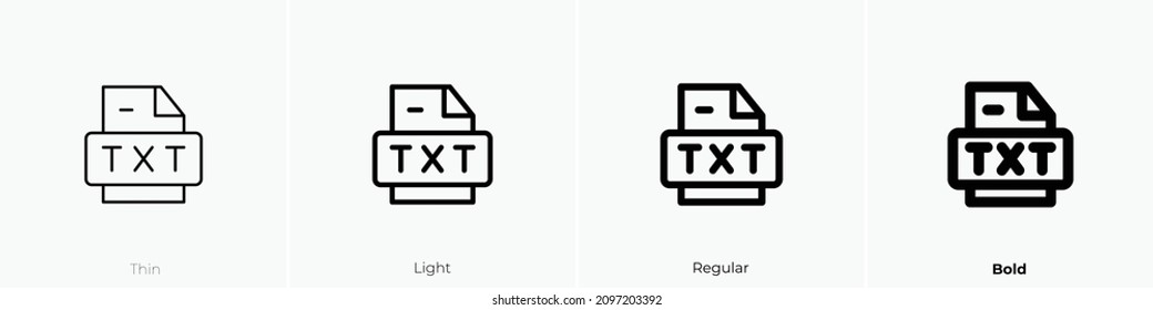 file txt one icon. Thin, Light Regular And Bold style design isolated on white background