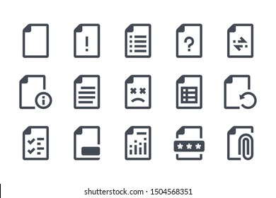 File Type And Documentation Glyph Icon Set. Doc Format Filled Icons. Document Information Solid Vector Sign Collection.