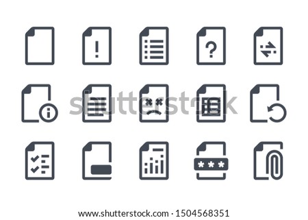 File type and Documentation glyph icon set. Doc format filled icons. Document information solid vector sign collection.