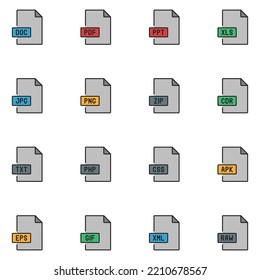 File Type Filled Line Icon Set