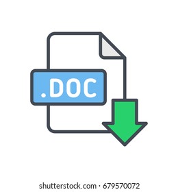 File type format download colored icon doc