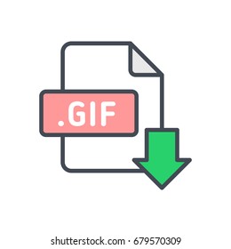 File type format download colored icon gif