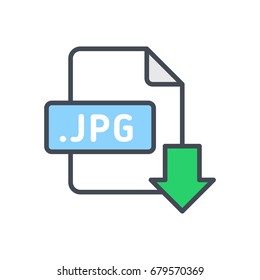File type format download colored icon jpg