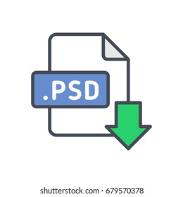 File type format download colored icon psd