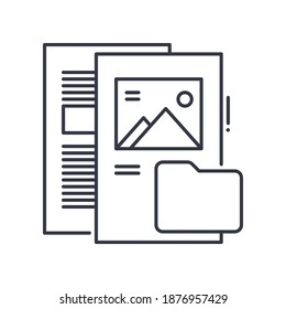 File type icon, linear isolated illustration, thin line vector, web design sign, outline concept symbol with editable stroke on white background.