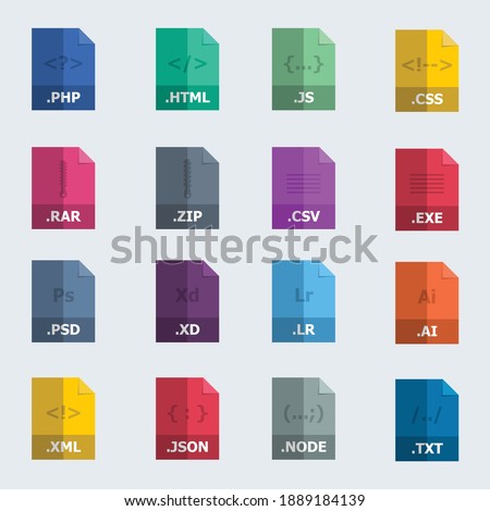File type icon set, file format colorful icon set