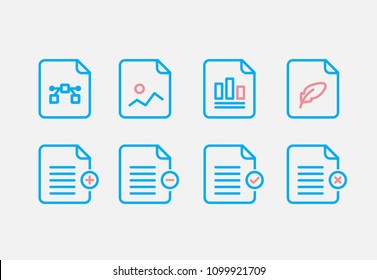 File Type Icon set. Simple Set of File Formats Vector Line Icons. Line style.