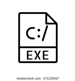 File Type Icons - EXE file (Outline Style)