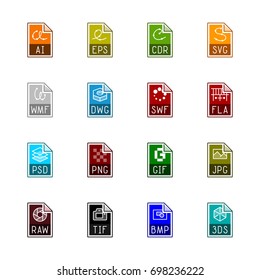 File type icons: Graphics - Line Color svg
