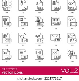 File Type Icons Including icon, format, vector, document, set, video, type, html, web, pdf, presentation, eps, symbol, xls, jpg, png, ppt, label, txt, design, sign, zip, doc, css, mp3, extension,