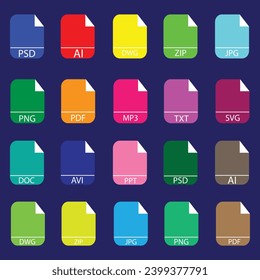 File type icons.web file labels icon set vector illustration.