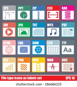 File type icons as labels set 