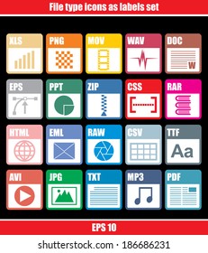 File type icons as labels set 