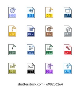 File type icons: Miscellaneous - Line Color