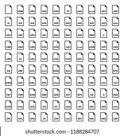 File type icons pack. Vector collection