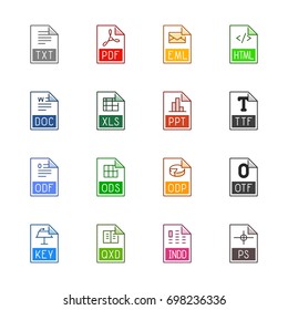File type icons: Texts, fonts and page layout - Line Color
