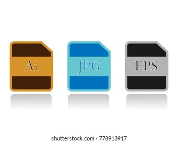File Type Icons - Texts, Fonts - Ai,JPG,EPS On White Background. Design Concept For Placards, Banners, Presentations, Reports, Card And Wallpaper.Vector Illustration. Eps 10.
