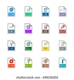 File type icons: Websites and applications - Line Color