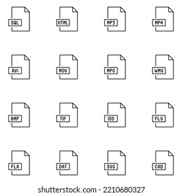 File Type Line Icon Set