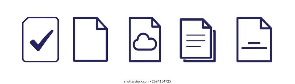 Ícones de linha de tipo de arquivo. Formatos de arquivo em design simples. Arquivo e documentos