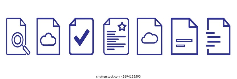 Iconos de línea de tipo de archivo. Formatos de archivo en diseño plano. Archivo y documentos